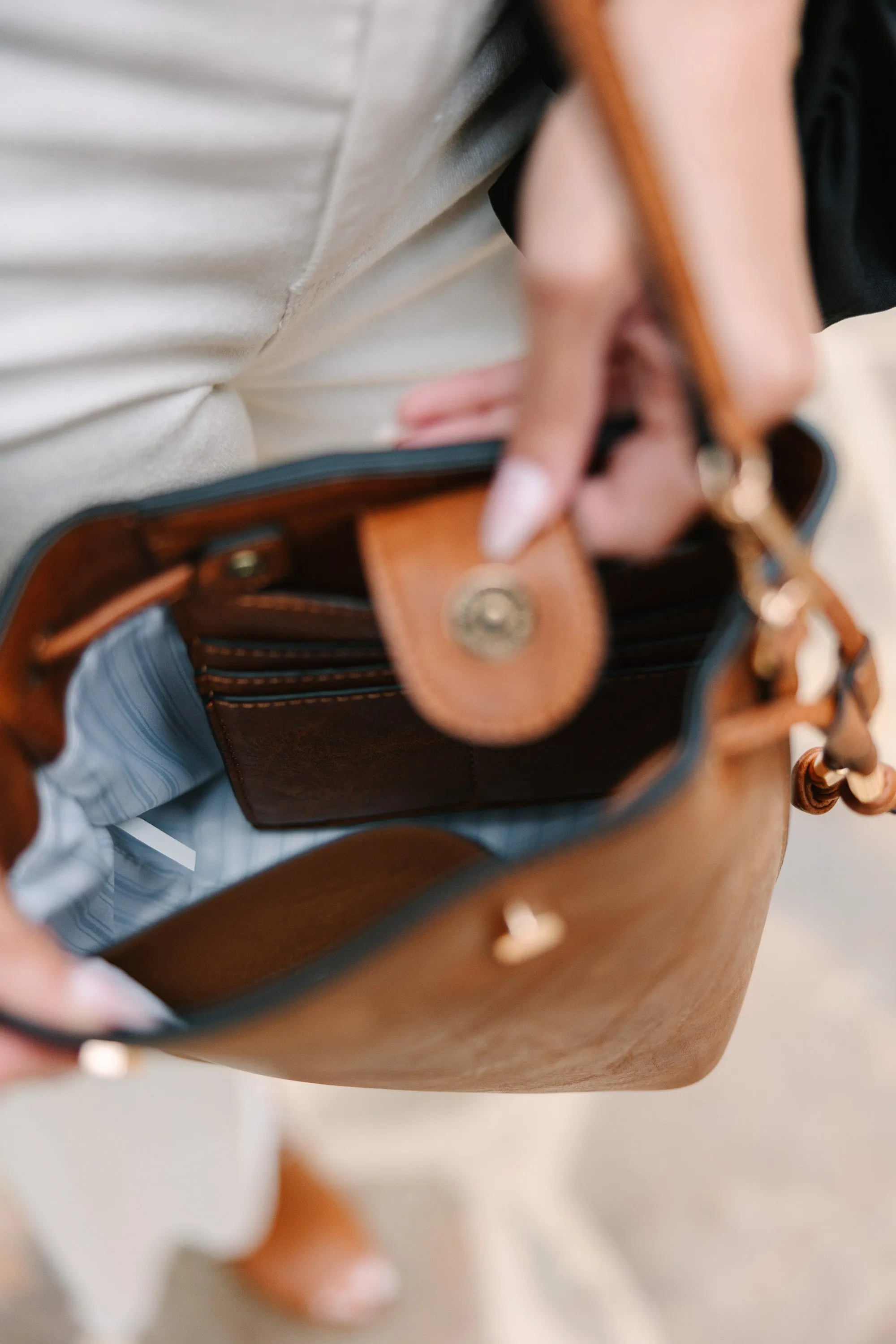 On The Go Brown Bucket Bag