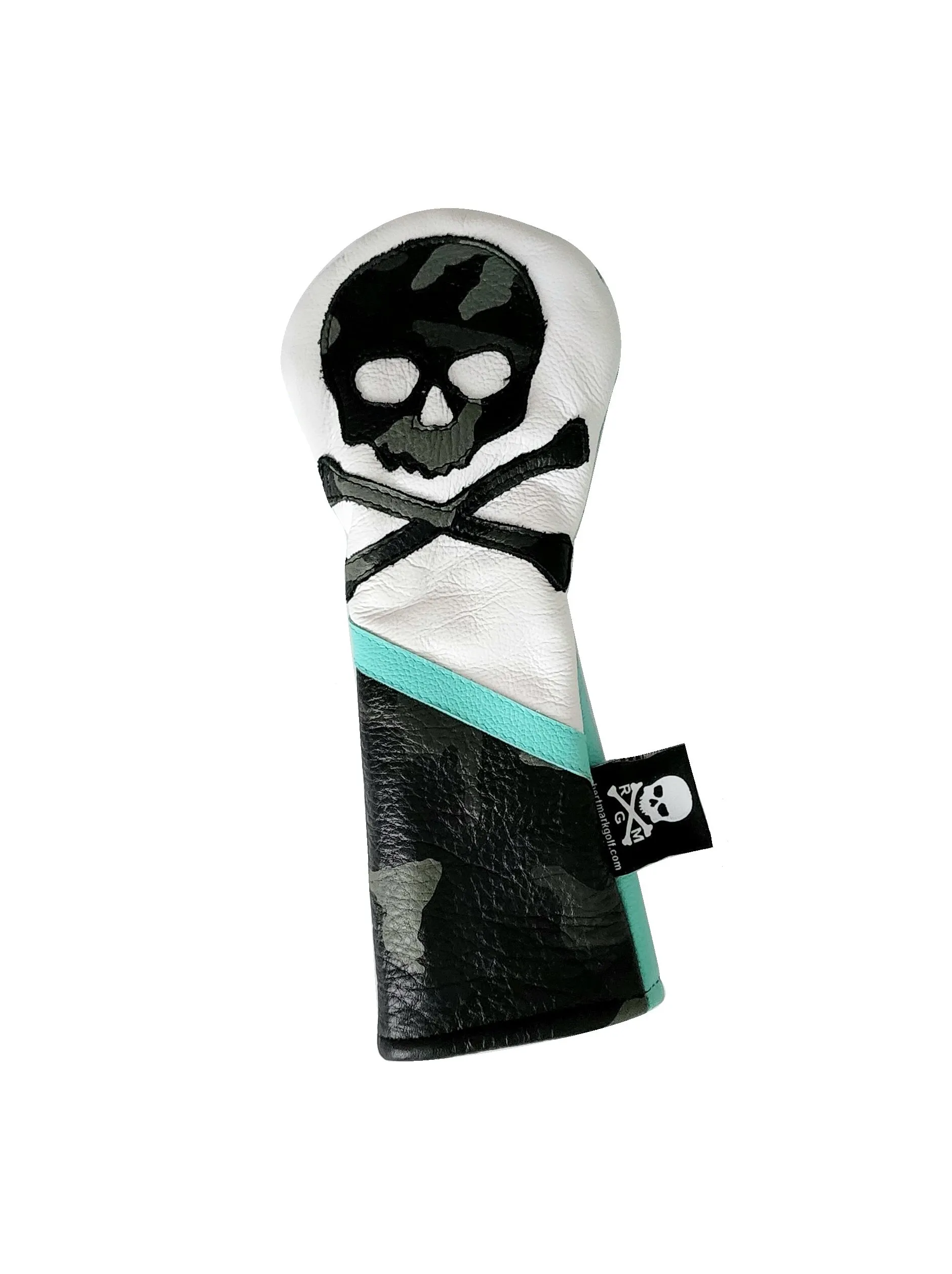 One of s Kind! Urban Camo / Tiffany Blue Split Skull & Bones Fairway Wood headcover.