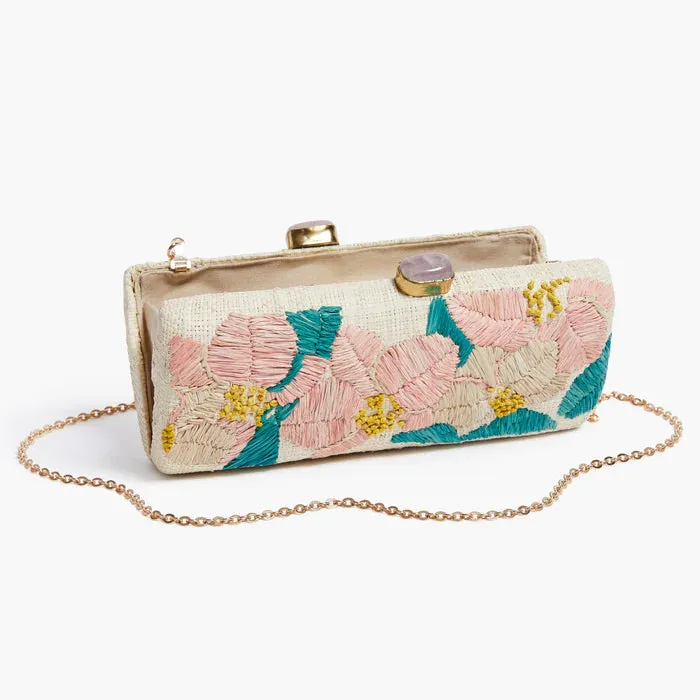 Pamela Munson Scattered Orchids Clutch - Natural/Pink