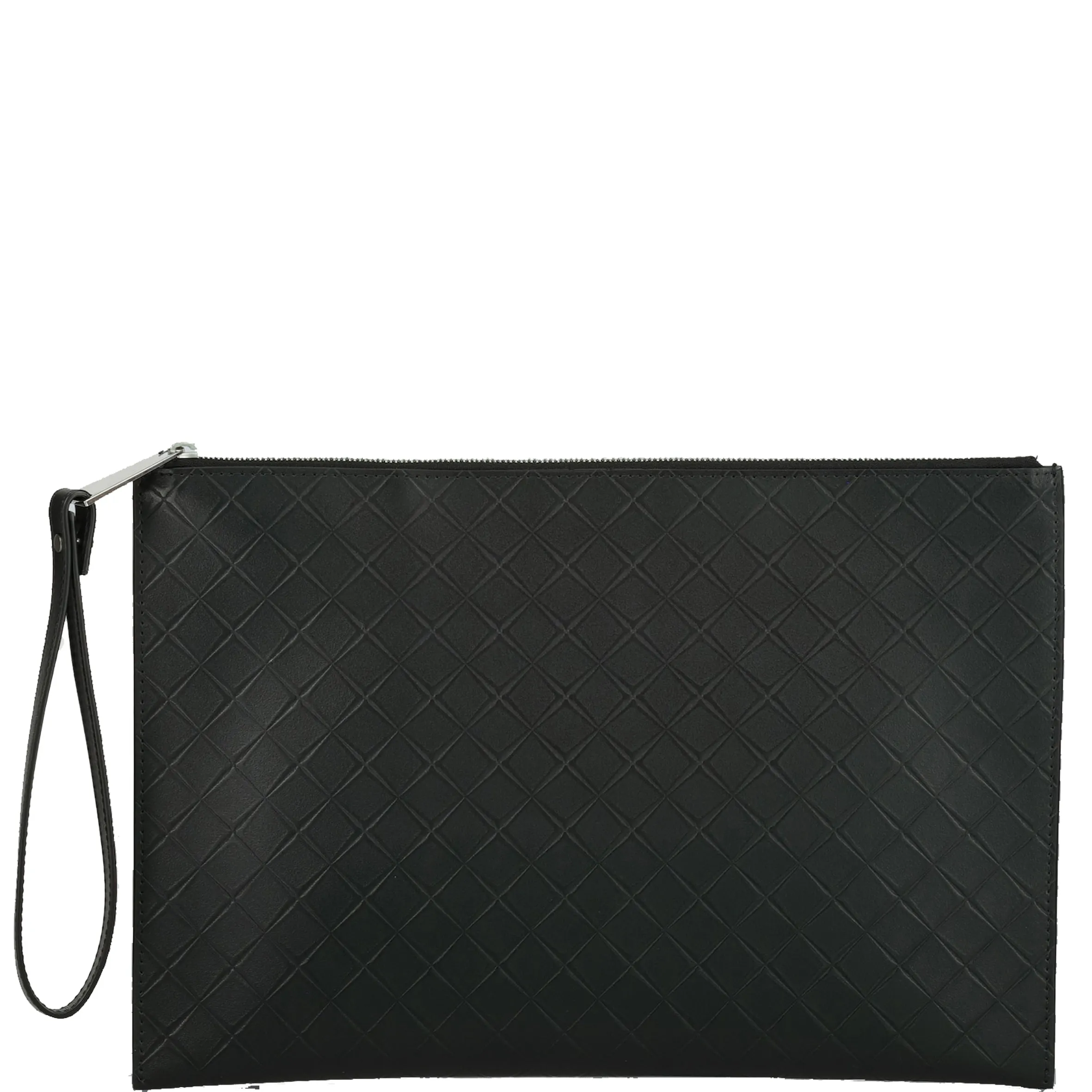 Pouch Zip Wristlet Rubber Intrecciato, Black