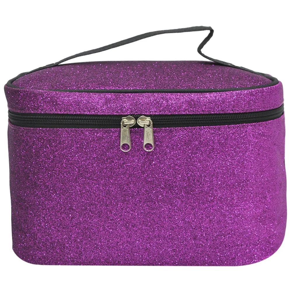 Purple Glitter NGIL Large Top Handle Cosmetic Case