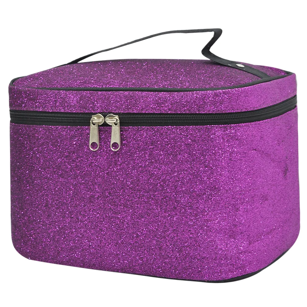 Purple Glitter NGIL Large Top Handle Cosmetic Case