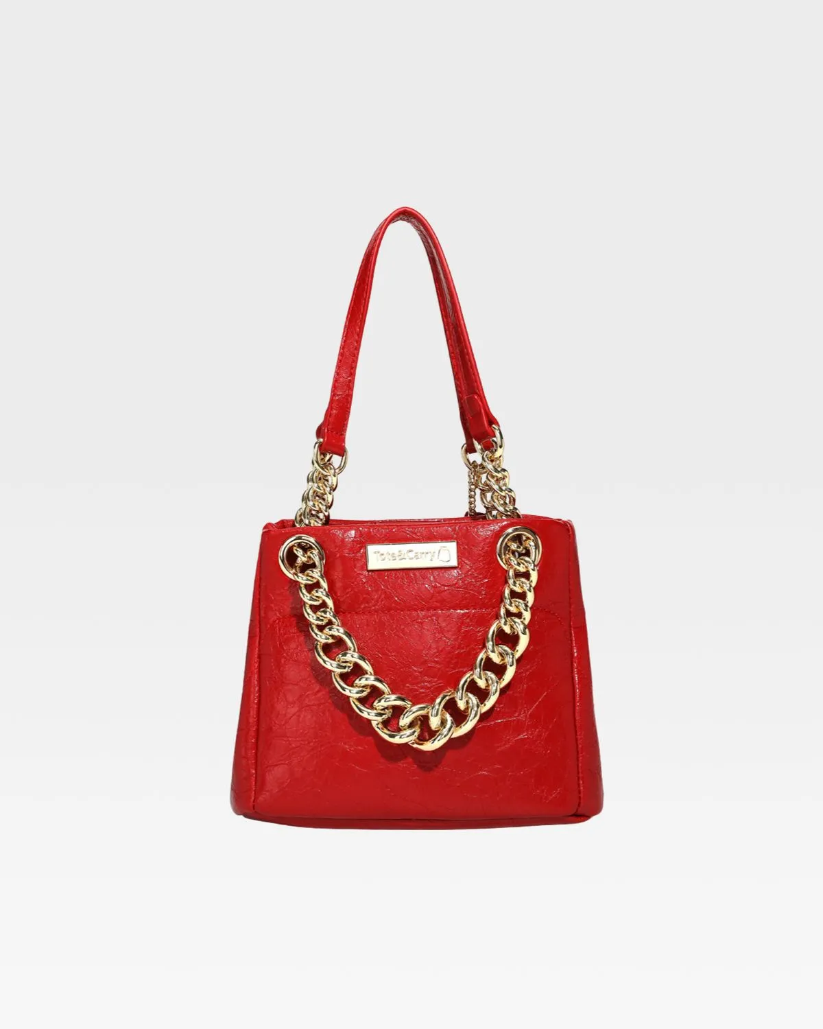 Red Leather Mini Tote Bag