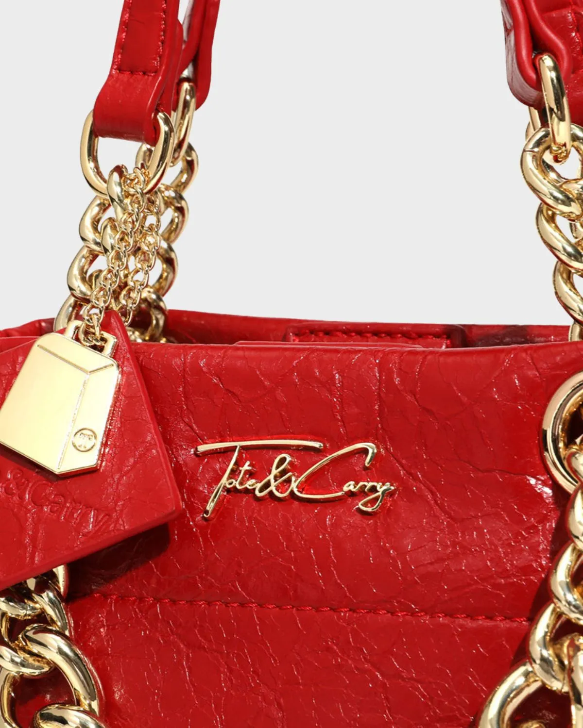 Red Leather Mini Tote Bag