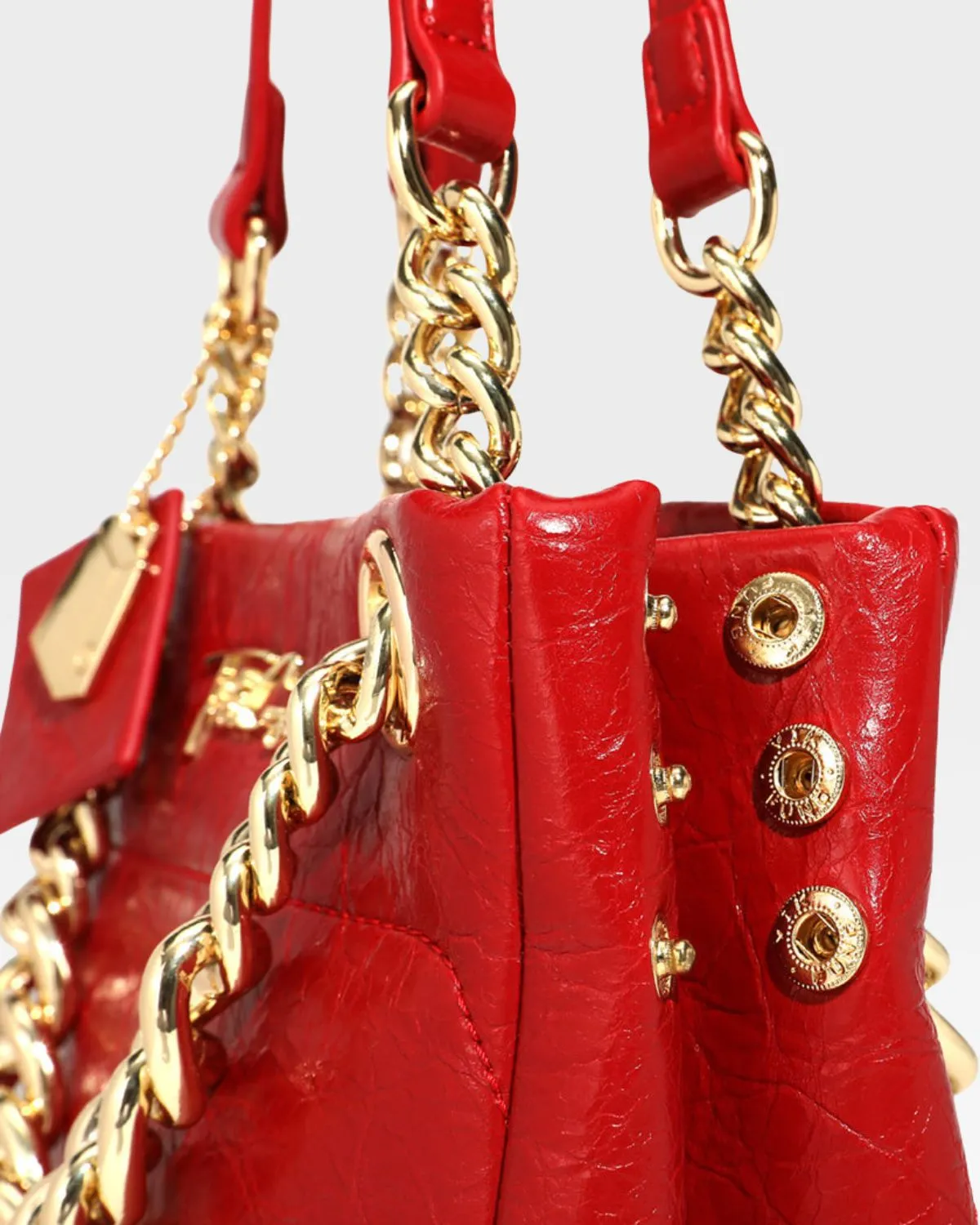 Red Leather Mini Tote Bag