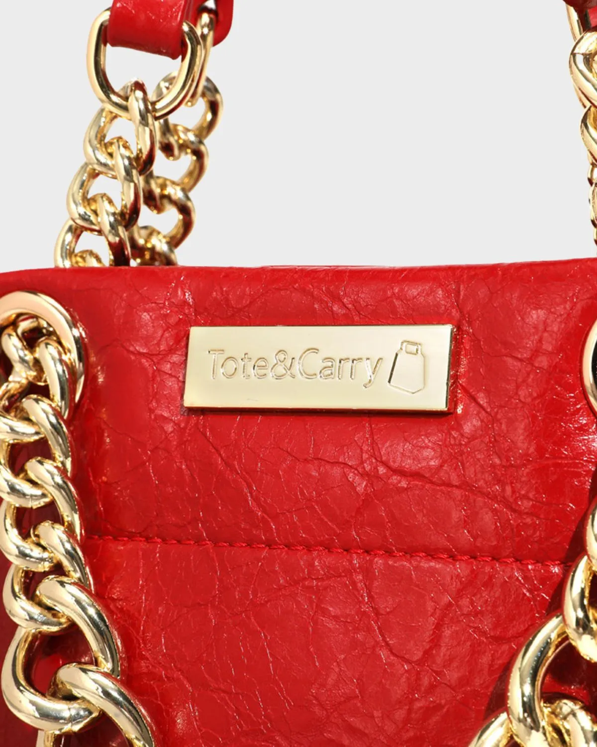 Red Leather Mini Tote Bag