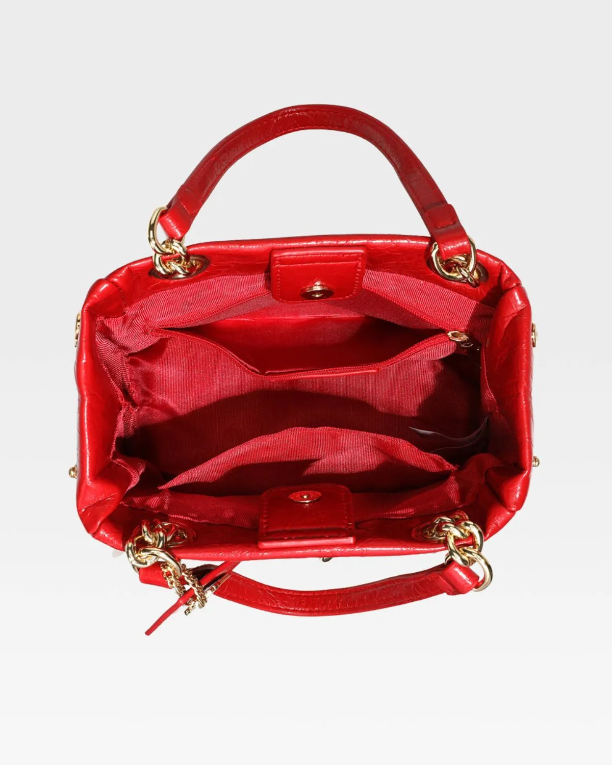 Red Leather Mini Tote Bag