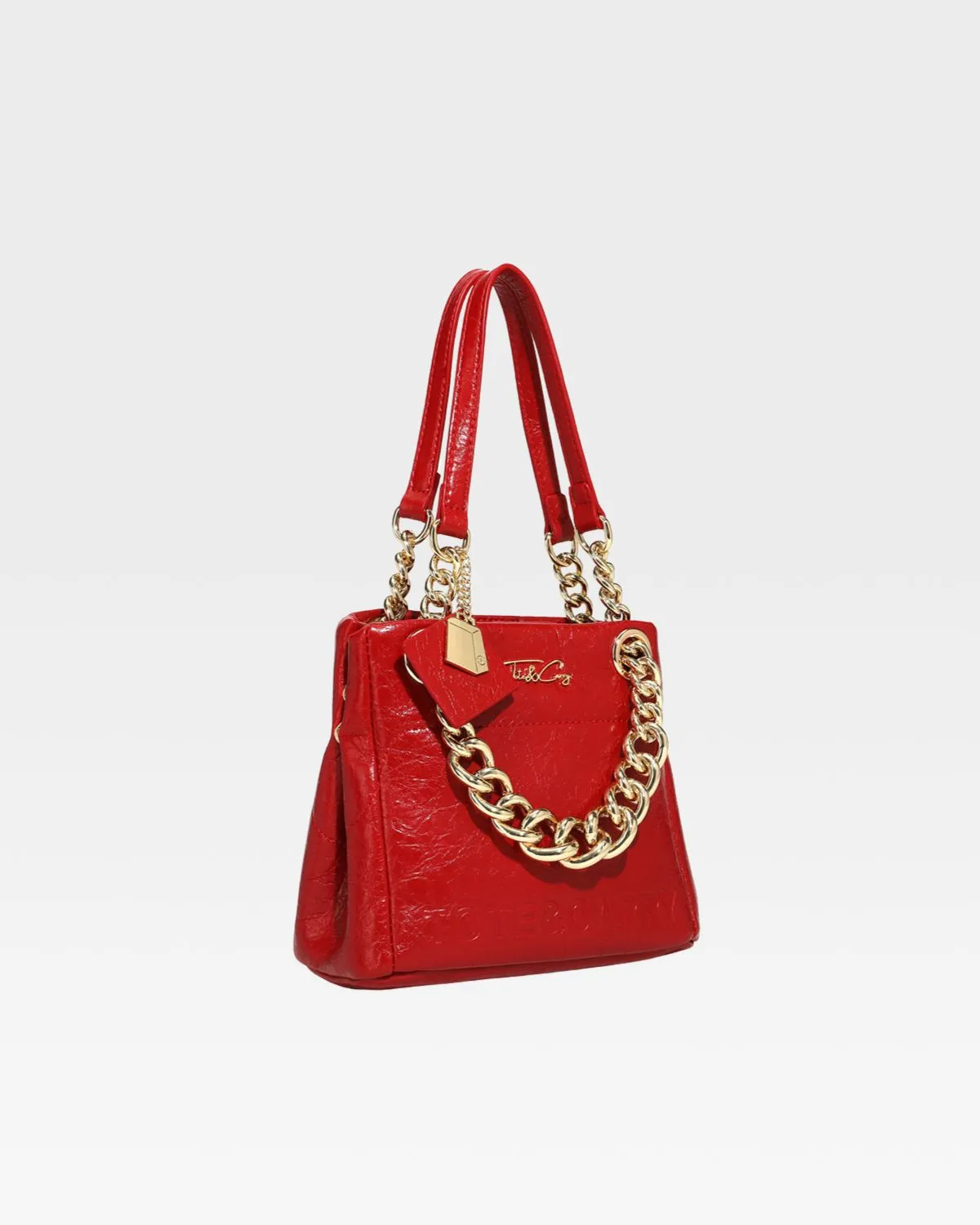 Red Leather Mini Tote Bag