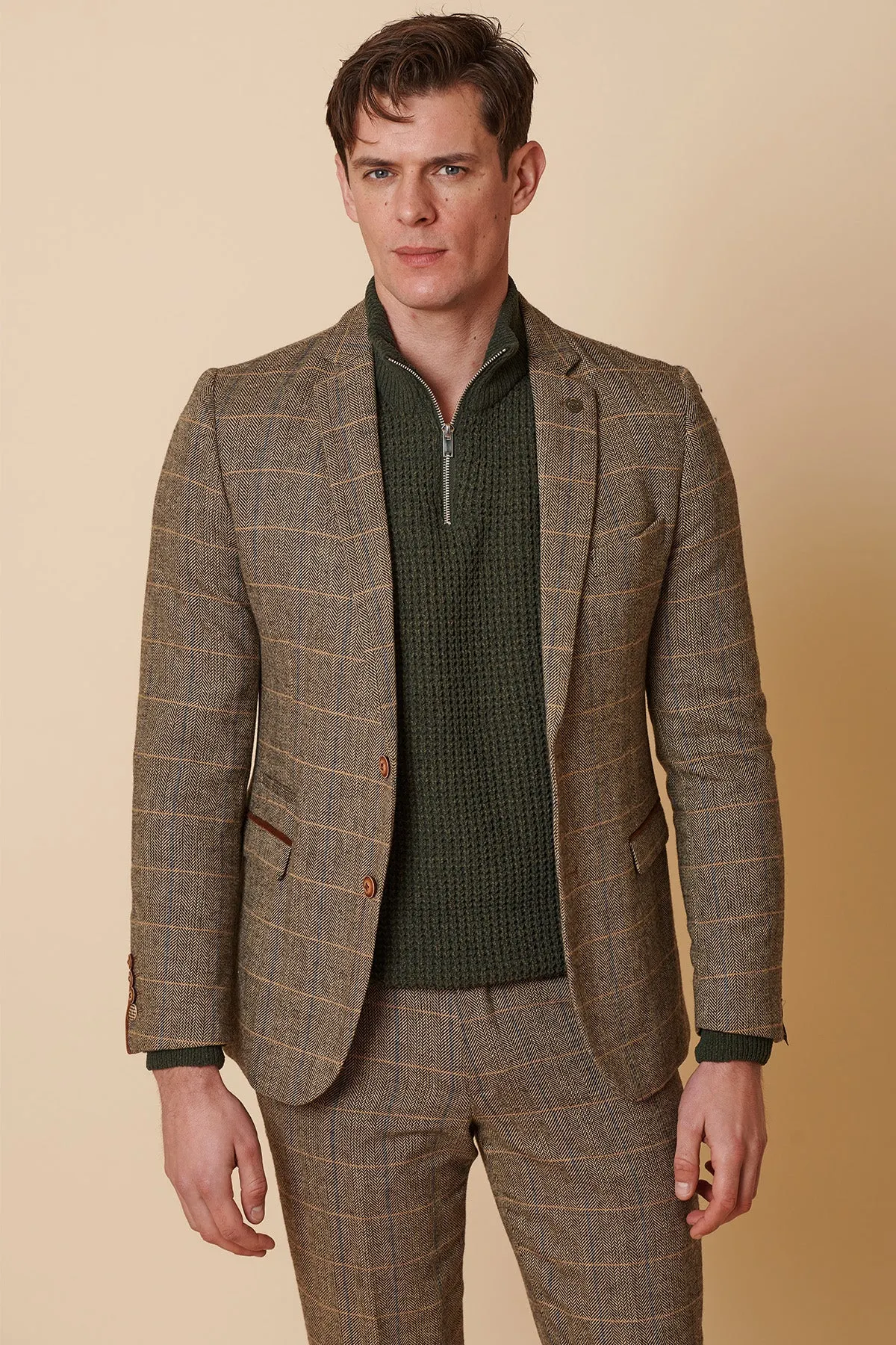 TED - Tan Tweed Check Two Piece Suit