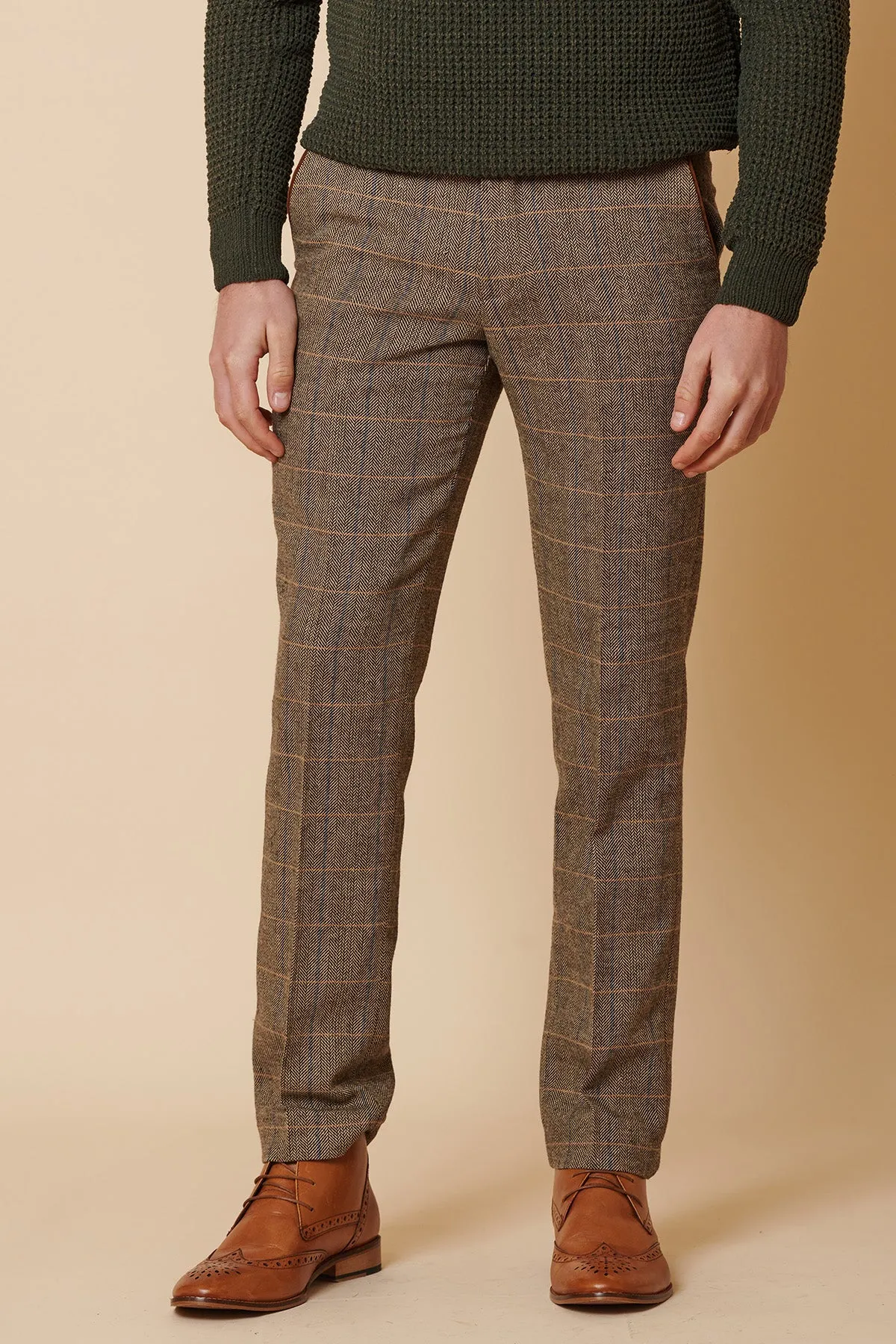 TED - Tan Tweed Check Two Piece Suit