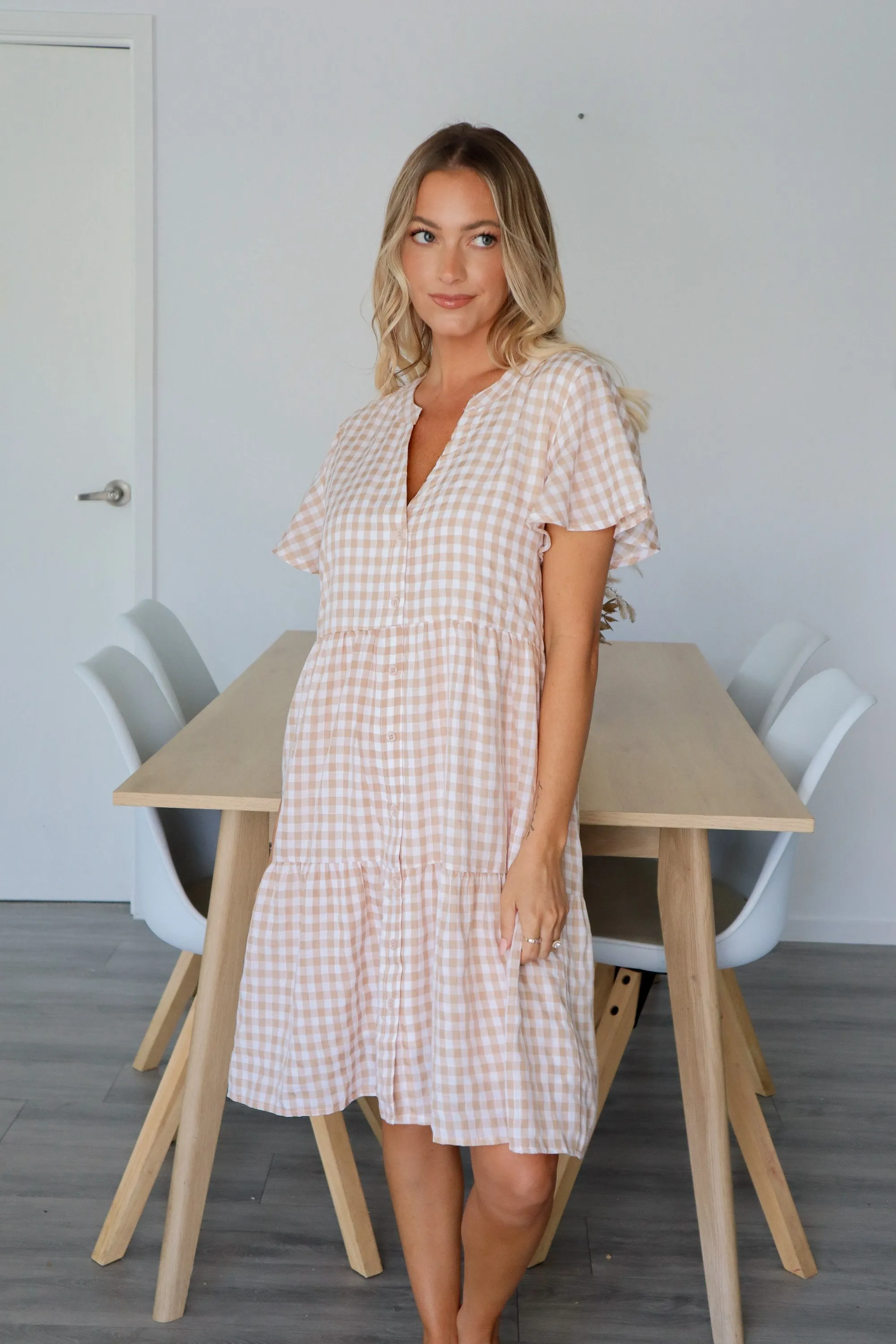 Tilly Mini - Beige Gingham