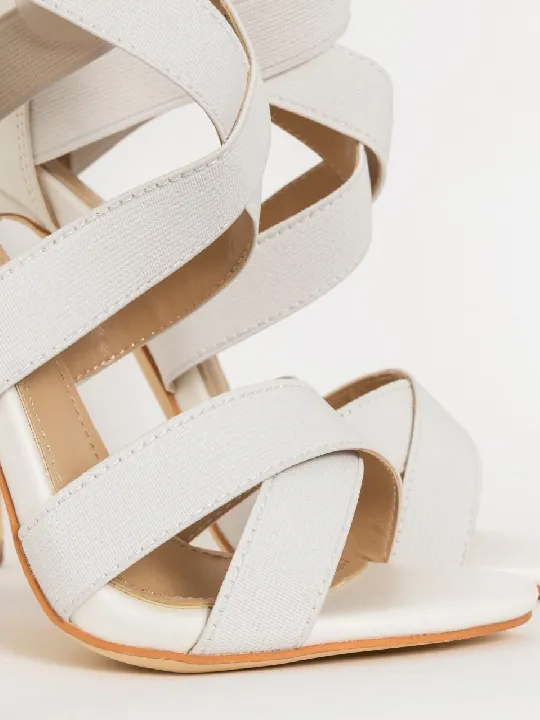 White Stappy Stiletto Sandals